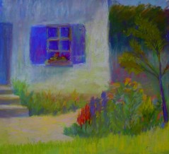 Image of a painting of a frontyard of a house