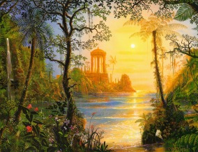 Image of a painting of an old kingdom in a distant place