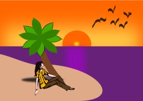 image of a woman alone in an island